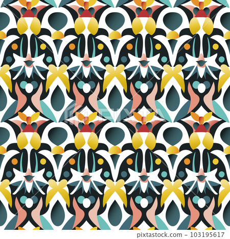 Retro geometric abstract seamless pattern in style 50-70s 103195617