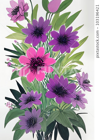 "Blooms on stem duotone deep shadow drawing." "Blooms on stem duotone deep shadow drawing." 103196421