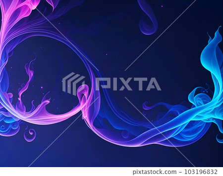 Abstract Wave Background Design with Blue and Pink Fluid Smoke Flow Elements on Dark Background. Wallpaper Illustration for Poster, Invitation, Greeting Card or Cover. AI Generated. 103196832
