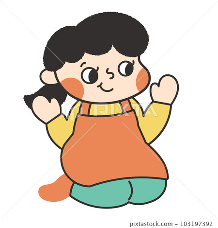 一個女人坐在地板上的插圖素材 一個女人坐在地板上的插圖素材 103197392