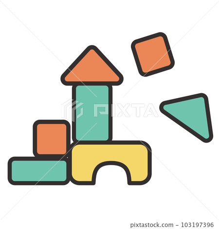 Illustration material of simple and cute building blocks Illustration material of simple and cute building blocks 103197396
