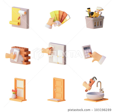 Vector construction and home renovation icons set Vector construction and home renovation icons set 103198289