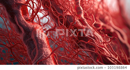 Blood vessels. Capillary, Circulatory system. Veins and arteries. Abstraction. Generative AI. 103198864