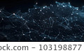 Molecules technology with polygonal shapes on dark blue background. Connecting dots and lines. Low poly shape. Abstract futuristic digital technology concept. Generative AI. 103198877