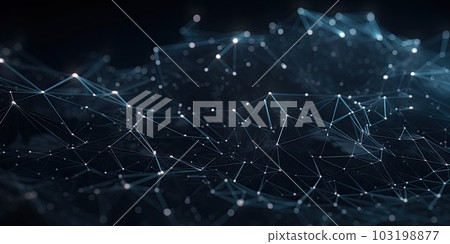 Molecules technology with polygonal shapes on dark blue background. Connecting dots and lines. Low poly shape. Abstract futuristic digital technology concept. Generative AI. 103198877