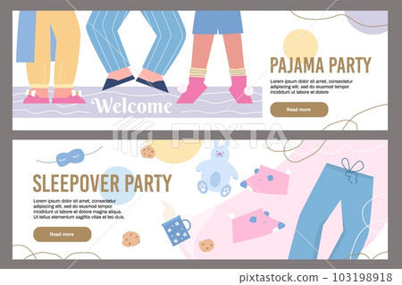 Set of website banner templates about pajama party flat style, vector illustration 103198918