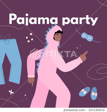 Squared banner about pajama party flat style, vector illustration Squared banner about pajama party flat style, vector illustration 103198919