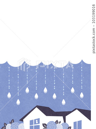 雨天背景框 復古雨季插畫（紫色） 103199016