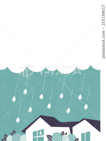 雨天背景框 復古雨季插畫(綠色) 雨天背景框 復古雨季插畫(綠色) 103199017