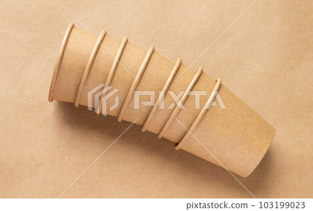 Stack of biodegradable disposable paper cup Stack of biodegradable disposable paper cup 103199023