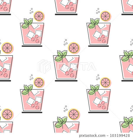 Seamless pattern, refreshing fruit cocktails on a white background. Drinks background, textile 103199428