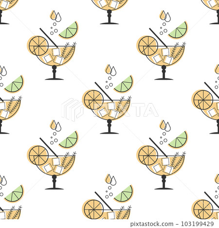 Seamless pattern, refreshing fruit cocktails on a white background. Drinks background, textile Seamless pattern, refreshing fruit cocktails on a white background. Drinks background, textile 103199429