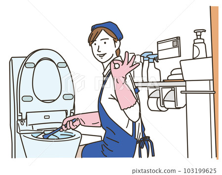 Housekeeper woman cleaning the toilet 103199625