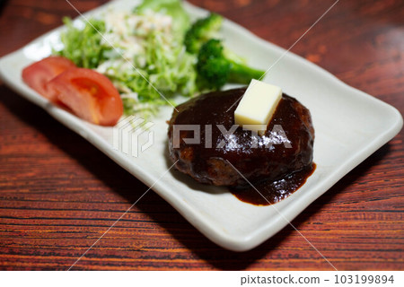 Hamburger and salad 103199894