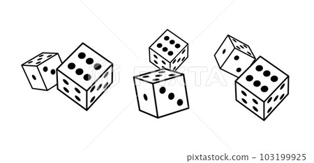 Dice cube line icon. Outline casino dice vector gamble illustration line icon. Dice cube line icon. Outline casino dice vector gamble illustration line icon. 103199925