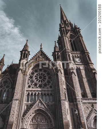 Roman Catholic cathedral, Gothic style. The Cathedral Church of St Colman known as Cobh Cathedral, or Queenstown Cathedral, single-spire cathedral in Cobh, Ireland. 103200388