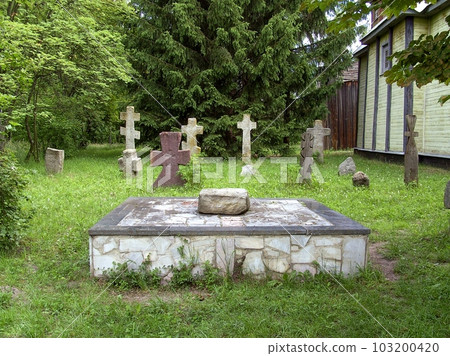 In Pereyaslav, Ukraine, there is an ancient Christian cemetery adorned with stone tombstones. In Pereyaslav, Ukraine, there is an ancient Christian cemetery adorned with stone tombstones. 103200420