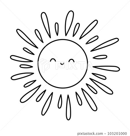 Doodle Sun illustration. Summer vector illustration in Hand Draw style. 103201000