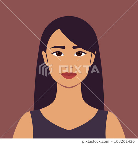 Portrait of a beautiful woman in flat style. Avatar for social media. Abstract female portrait 103201426