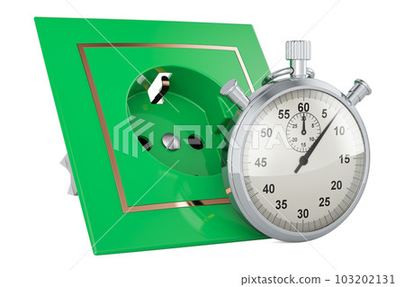 Electric socket with stopwatch, 3D rendering 103202131