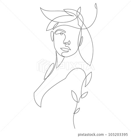 Woman Face One Line Art Drawing Set Graphic by subujayd · Creative Fabrica