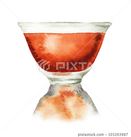 Roasted green tea in an analog watercolor glass teacup Roasted green tea in an analog watercolor glass teacup 103203987