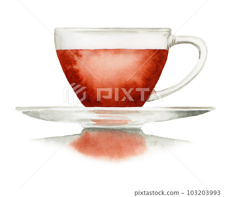 Roasted green tea in an analog watercolor glass teacup Roasted green tea in an analog watercolor glass teacup 103203993