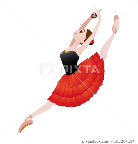 Illustration of a ballerina _ image of Kitri from the ballet "Don Quixote" _ with castanets Illustration of a ballerina _ image of Kitri from the ballet "Don Quixote" _ with castanets 103204194