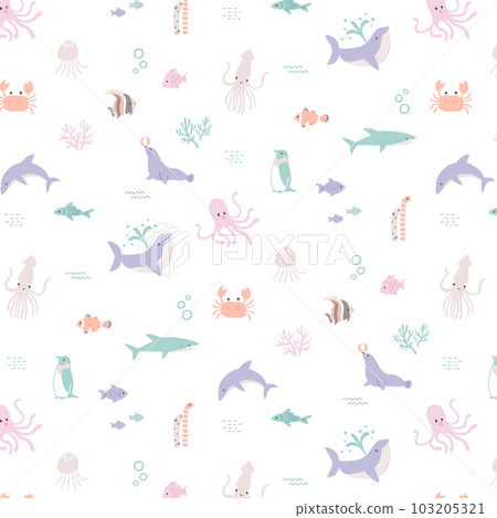 Illustration pattern of sea creatures Illustration pattern of sea creatures 103205321