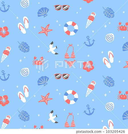 夏季海灘插畫圖案 103205426