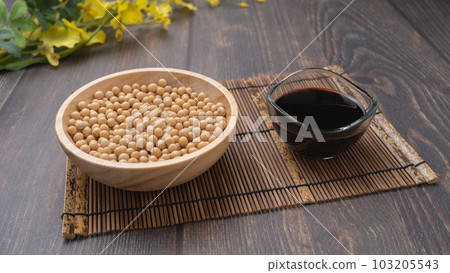 Soy sauce and soybeans | Soy sauce and seasoning image Soy sauce and soybeans | Soy sauce and seasoning image 103205543