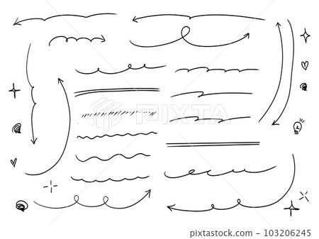 Handwritten arrow and underline treatment set for POP advertising 103206245