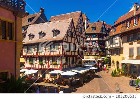 Beautiful view of colorful romantic city Colmar, France Beautiful view of colorful romantic city Colmar, France 103206535