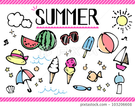 Pop summer handwritten illustration Pop summer handwritten illustration 103206608