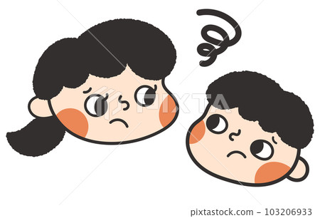 Conversing parent and child's face Illustration material Moyamoya 103206933