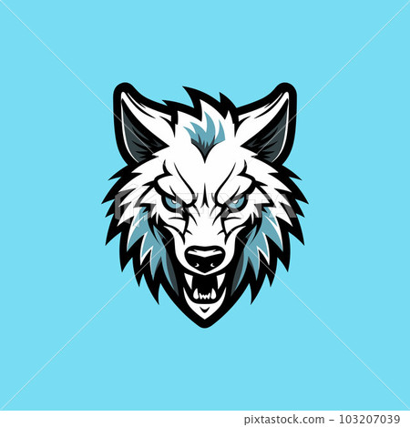 Angry wolf mascot logo hand drawn illustration 103207039