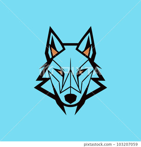 Wolf face logo vector isolate on blue pastel background 103207059