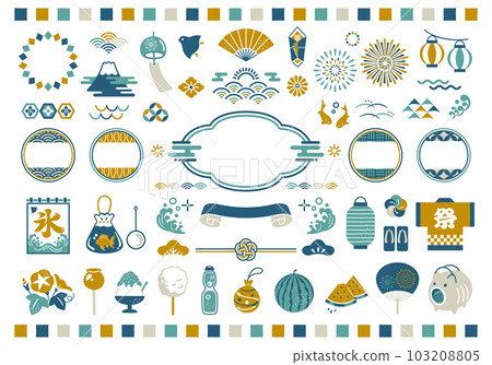 Summer festival Japanese style illustration set 103208805