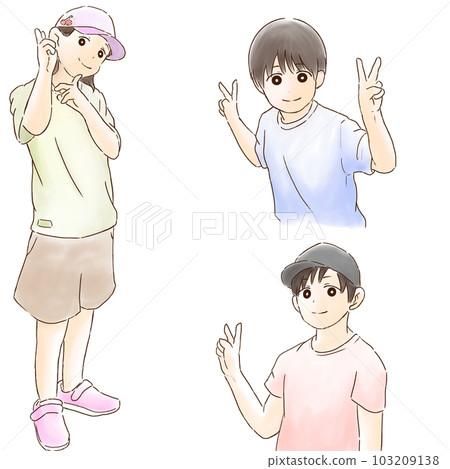 Illustration of a child making a piece (watercolor style) 103209138