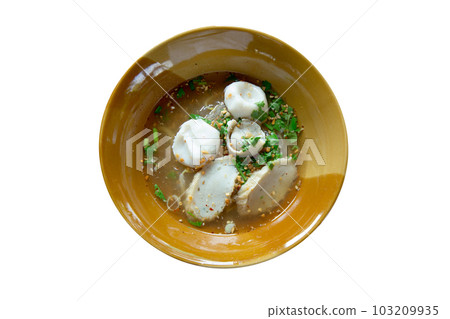 Top view of Noodles with Fish Balls and Vermicelli, focus selective 103209935