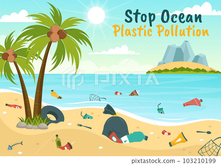 Stop Ocean Plastic Pollution Vector Illustration with Trash Under the Sea like a Waste Bag, Garbage and Bottle in Flat Cartoon Hand Drawn Templates Stop Ocean Plastic Pollution Vector Illustration with Trash Under the Sea like a Waste Bag, Garbage and Bottle in Flat Cartoon Hand Drawn Templates 103210199