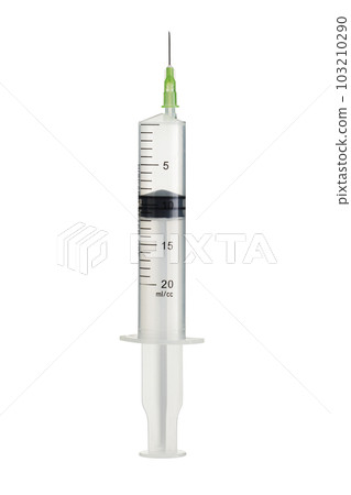 Syringe upright isolated on white with clipping path 103210290