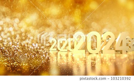 The gold number 2024 on Bokeh Background for year content 3d rendering 103210392