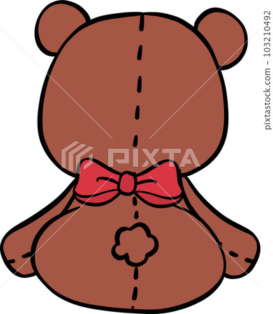 Cute classic Teddy Bear wear red bow doodle hand drawing cartoon character Cute classic Teddy Bear wear red bow doodle hand drawing cartoon character 103210492