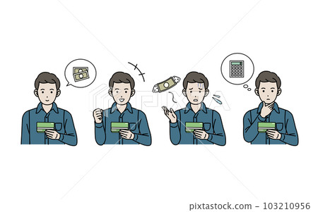 一個人在看存摺的插圖 103210956