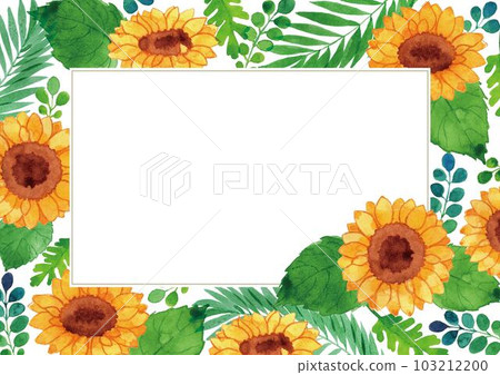 向日葵水彩插圖框架 103212200