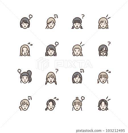 Negative expression woman icon set Negative expression woman icon set 103212495