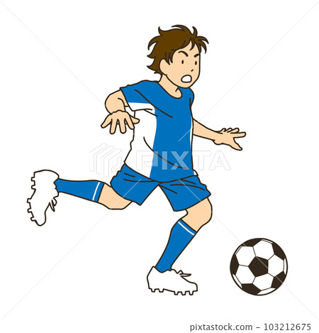 Soccer player trying to kick a ball 103212675