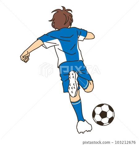 運球足球運動員的後視圖 103212676