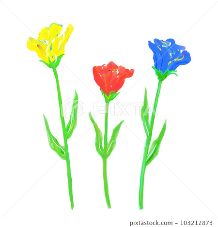Illustration of three cut flowers 103212873